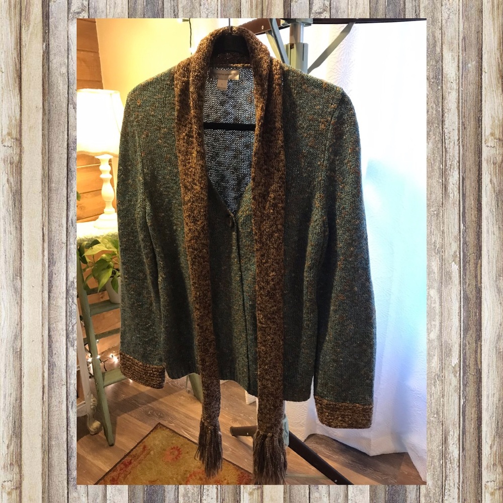 Christopher and Banks Cardigan sweater with scarf